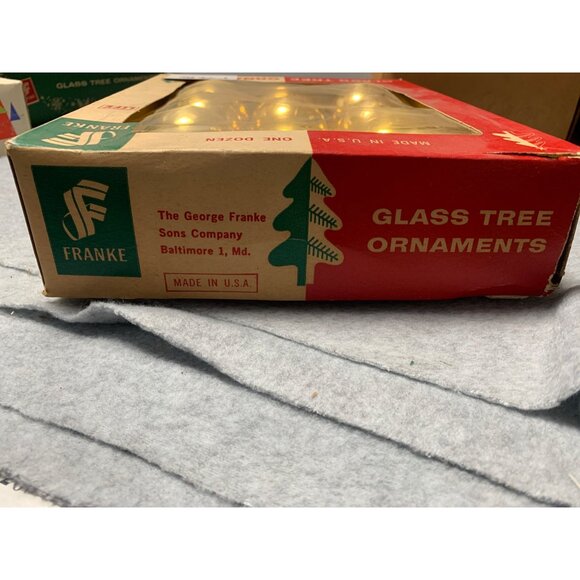 1960s Franke Glass Tree Ornaments Made In USA Gold Set of 12 Original Box - Picture 8 of 9